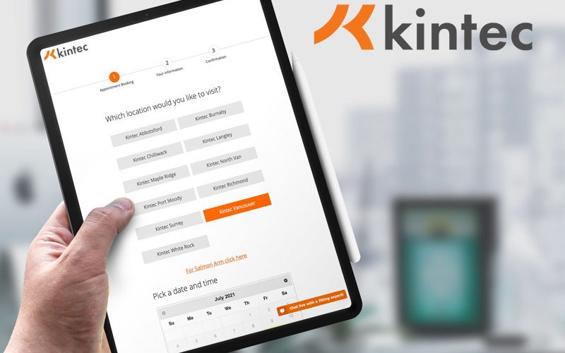 Kintec app screen on tablet