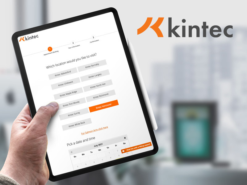 Kintec app screen on tablet