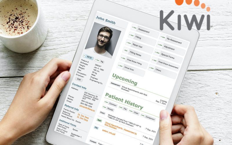 Kiwi app screen with patient digital chart