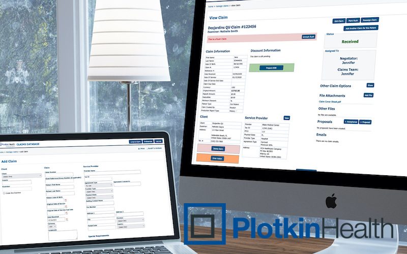 Plotkin application screens on Macbook laptop and Mac desktop
