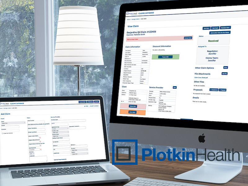 Plotkin application screens on Macbook laptop and Mac desktop