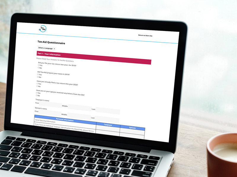 tax-aid application screenshot