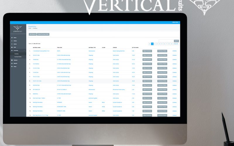 Vertical Suits dashboard screen on Mac desktop