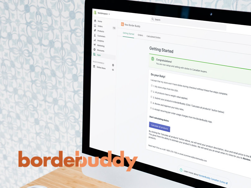Border Buddy dashboard app screen on Mac desktop